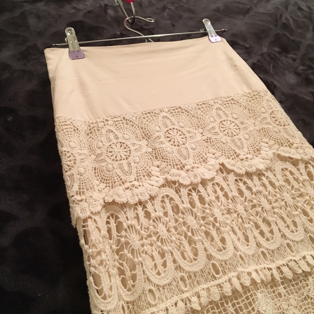 Dreamy Cream Lace Maxi Skirt